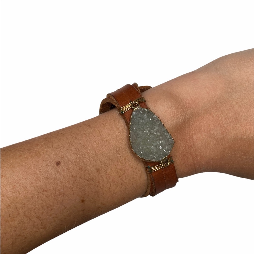 Leather Stone Bracelet